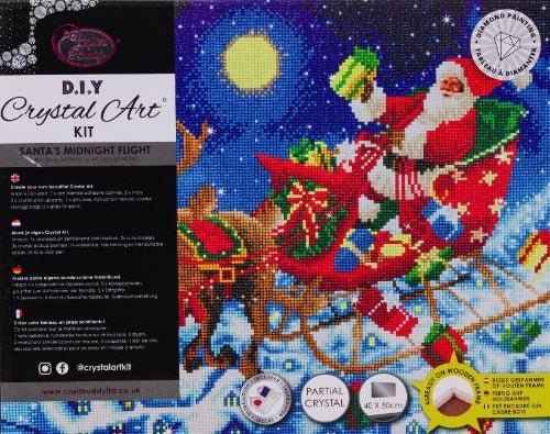 Load image into Gallery viewer, Midnight flight christmas crystal art canvas kit details
