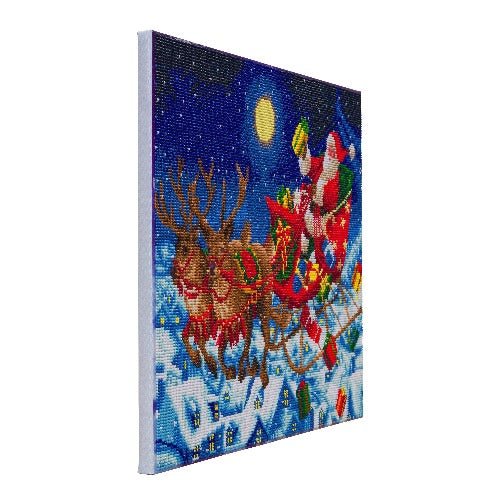 Load image into Gallery viewer, Midnight flight christmas crystal art canvas kit side view
