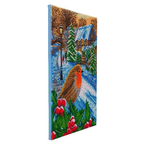 Wintery robin crystal art canvas kit side view