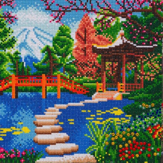 Load image into Gallery viewer, Gardens of Fuji Crystal Art canvas kit
