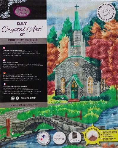 Load image into Gallery viewer, Church by the river crystal art canvas kit details
