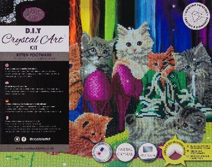 Kitten footware crystal art canvas kit details