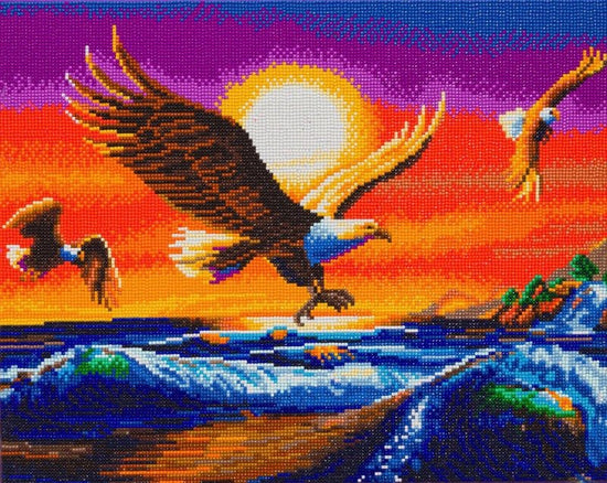Load image into Gallery viewer, Sunset eagles crystal art canvas kit
