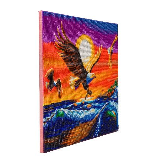 Sunset eagles crystal art canvas kit side view