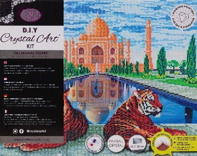 Taj mahal tigers crystal art canvas kit details