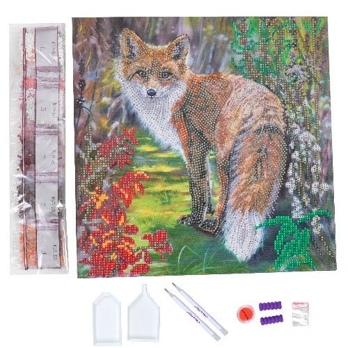 Autumn fox crystal art kit contents