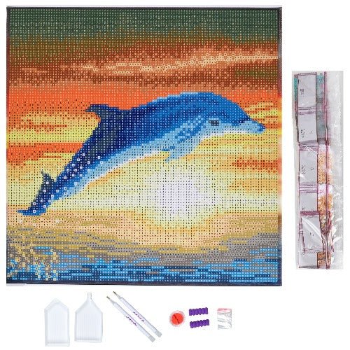 Dolphin sunrise crystal art kit contents
