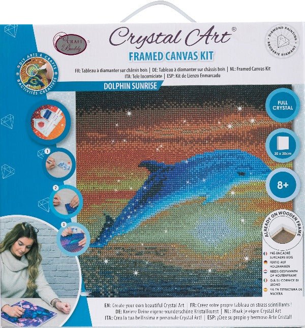 Load image into Gallery viewer, Dolphin sunrise crystal art kit front packaging
