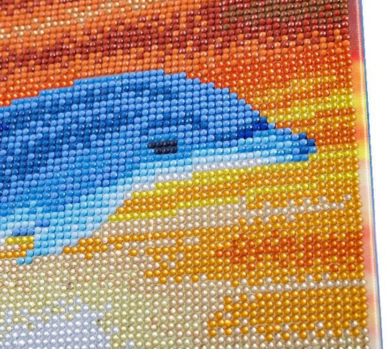 Dolphin sunrise crystal art kit close up