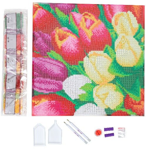 Colourful flowers crystal art kit contents