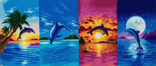 Load image into Gallery viewer, &amp;quot;Day of the Dolphin&amp;quot; Framed Crystal Art Kit 40x90cm
