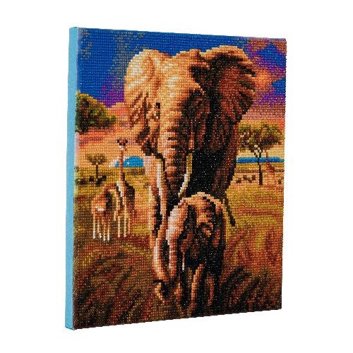 "Elephant of Savannah" Framed Crystal Art Kit 30x30cm
