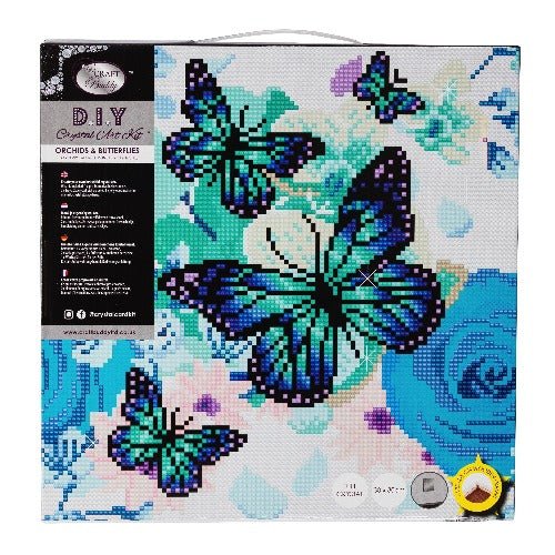 "Orchids & Butterflies" Crystal Art Kit 30x30cm