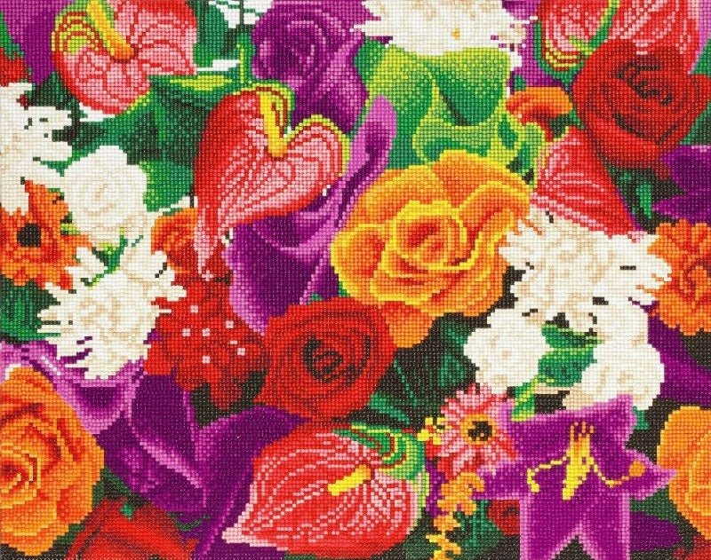 "Colourful Flowers" Framed Crystal Art Kit 40x50cm