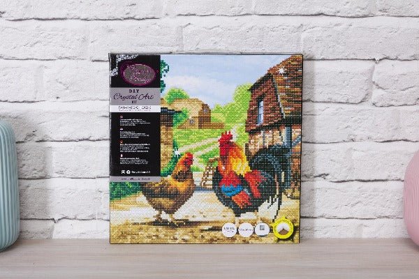 "Farmyard Chickens" Crystal Art Kit 30x30cm
