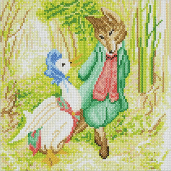 Load image into Gallery viewer, &amp;quot;Jemima Puddle-Duck and Mr Fox&amp;quot; Crystal Art Canvas Kit 30x30cm
