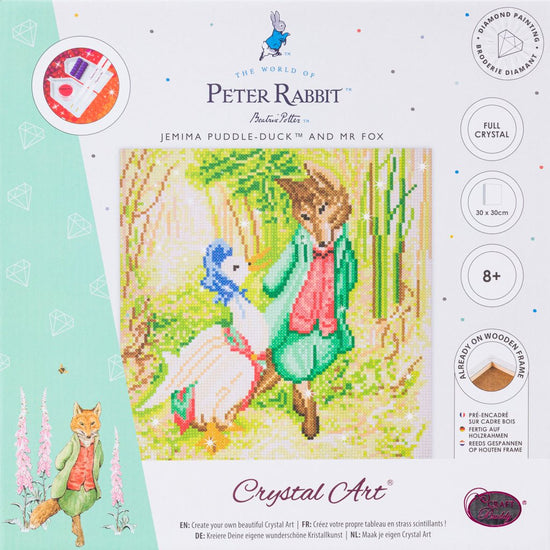 Load image into Gallery viewer, &amp;quot;Jemima Puddle-Duck and Mr Fox&amp;quot; Crystal Art Canvas Kit 30x30cm
