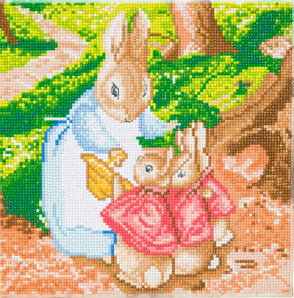 Load image into Gallery viewer, &amp;quot;Mrs Josephine Rabbit &amp;amp; The Flopsy Bunnies&amp;quot; Crystal Art Canvas 30x30cm
