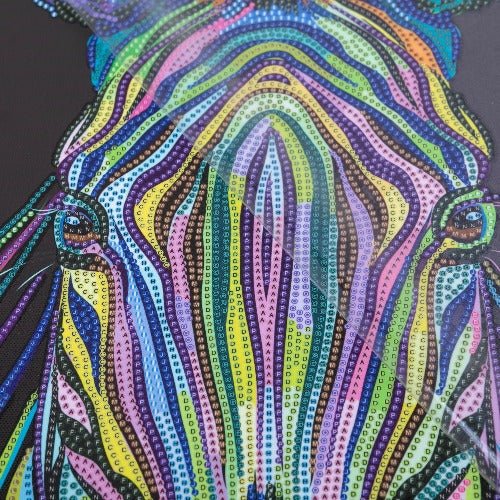 Load image into Gallery viewer, &amp;#39;Rainbow Zebra&amp;#39; 40x50cm Crystal Art Kit - Incomplete Close Up
