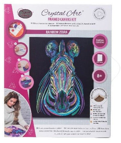Load image into Gallery viewer, &amp;#39;Rainbow Zebra&amp;#39; 40x50cm Crystal Art Kit - Front Packaging
