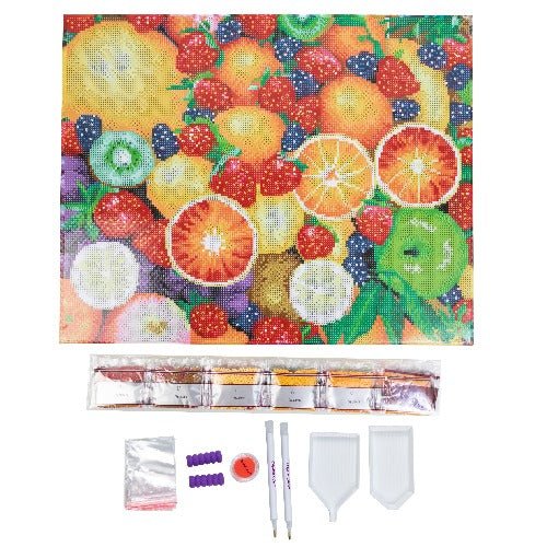 Load image into Gallery viewer, &amp;quot;Summer Fruits&amp;quot; Crystal Art Kit 40x50cm Content 
