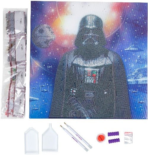 Darth Vader 30x30cm Crystal Art Kit - Contents