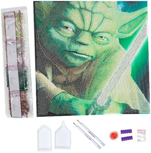 Load image into Gallery viewer, Yoda 30x30cm Crystal Art Kit - Contents
