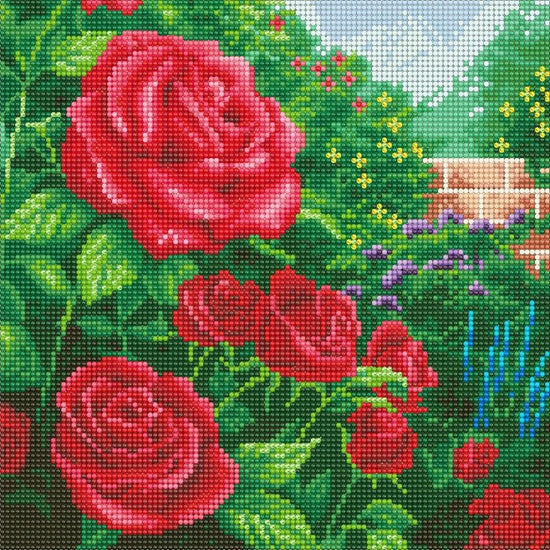 "Perfect Red Rose" by Thomas Kinkade Crystal Art Kit 30x30cm Before