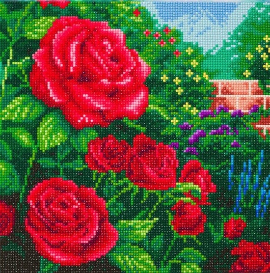 "Perfect Red Rose" by Thomas Kinkade Crystal Art Kit 30x30cm Front 