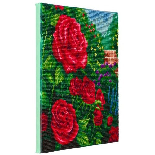 Load image into Gallery viewer, &amp;quot;Perfect Red Rose&amp;quot; by Thomas Kinkade Crystal Art Kit 30x30cm Side view
