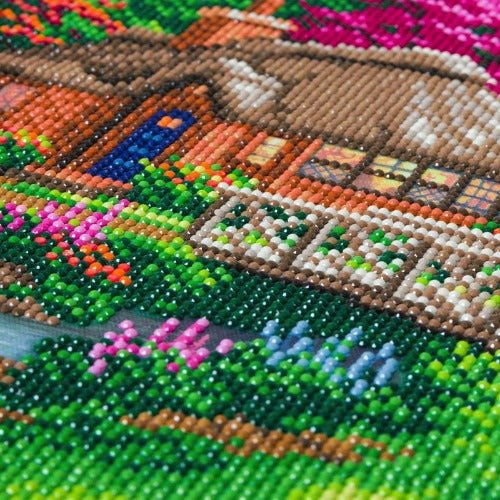 Load image into Gallery viewer, &amp;quot;Friendship Cottage&amp;quot; by Thomas Kinkade Crystal Art Kit 30x30cm Close up
