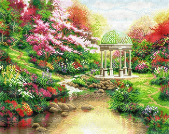 Load image into Gallery viewer, &amp;quot;Pools of Serenity&amp;quot; by Thomas Kinkade Crystal Art Kit 40x50cm Before
