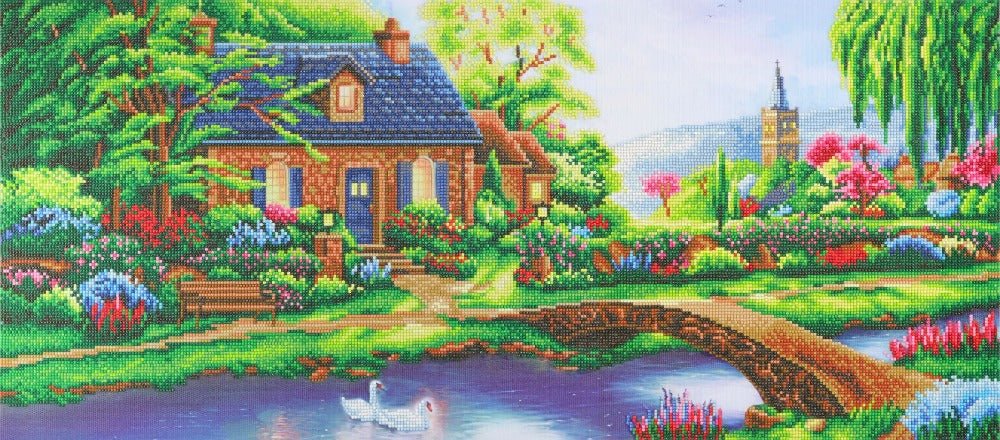 "Stoney Creek Cottage" by Thomas Kinkade Crystal Art Kit Panoramic 40x90cm
