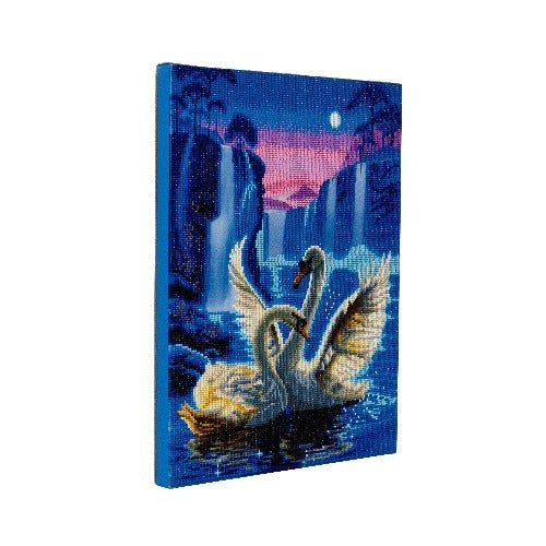 Load image into Gallery viewer, &amp;quot;Moonlight Swans&amp;quot; Framed LED Crystal Art Kit 40x50cm
