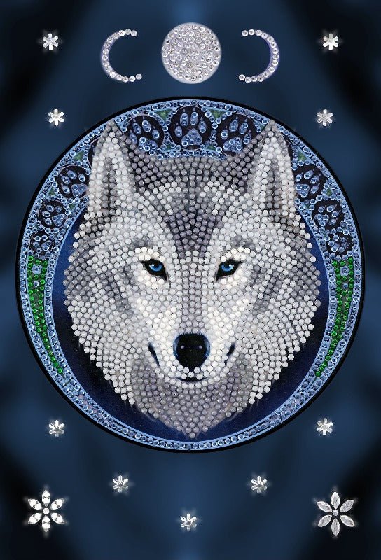 Load image into Gallery viewer, &amp;quot;Lunar Wolf&amp;quot; by Anne Stokes Crystal Art Notebook 26x18cm

