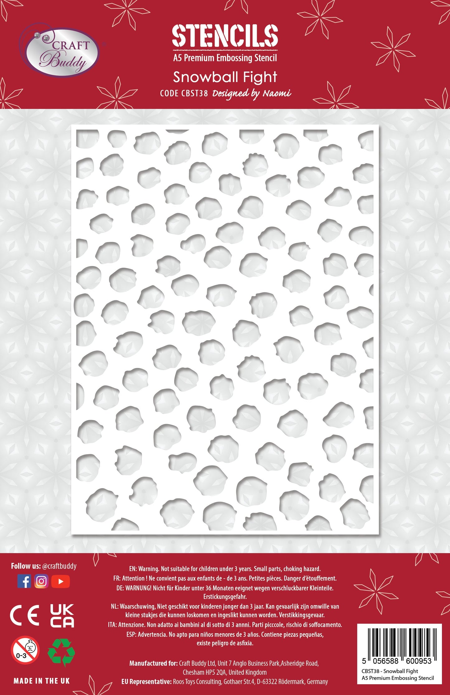 Premium Embossing Stencil - Snowball Fight - Packaging