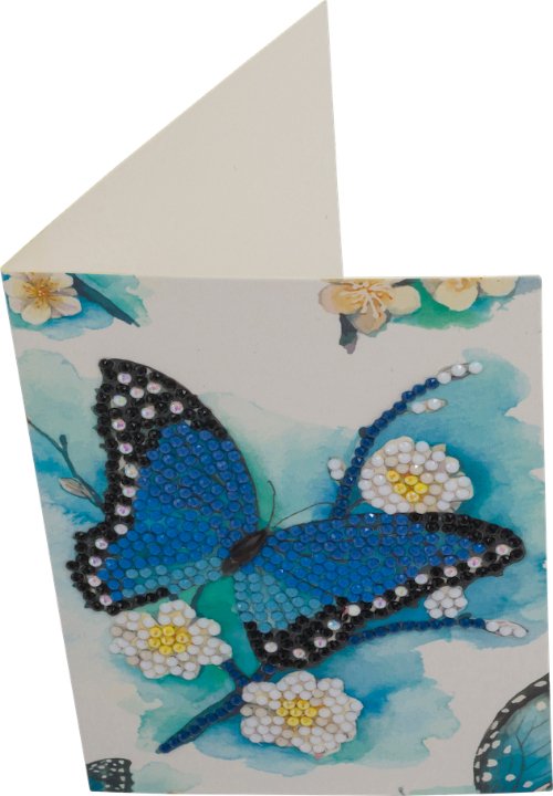 "Blue Butterfly" Crystal Art Card 10x15cm