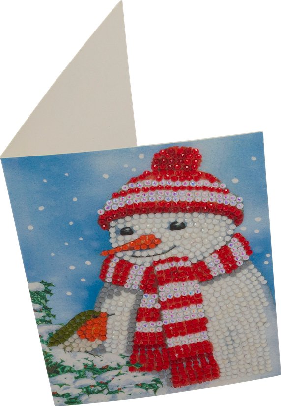 Cosy Snowman, 10x15cm Crystal Art Card