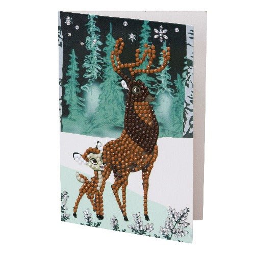 Load image into Gallery viewer, &amp;quot;Winter Bambi and Son&amp;quot; Crystal Art Card 10x15cm
