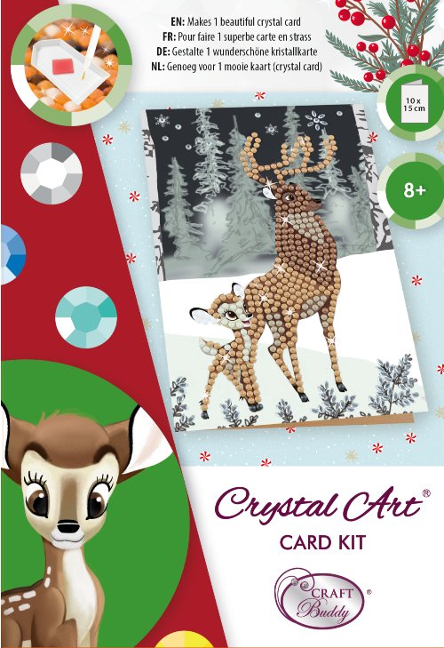 Load image into Gallery viewer, &amp;quot;Winter Bambi and Son&amp;quot; Crystal Art Card 10x15cm
