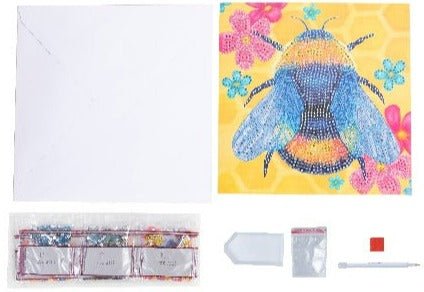 Floral Bumble Bee 18x18cm Crystal Art Card - Contents