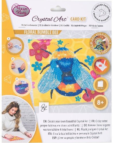 Floral Bumble Bee 18x18cm Crystal Art Card - Front Packaging