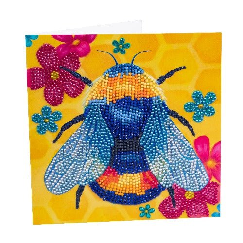 Floral Bumble Bee 18x18cm Crystal Art Card