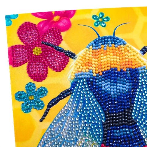 Load image into Gallery viewer, Floral Bumble Bee 18x18cm Crystal Art Card - Close up
