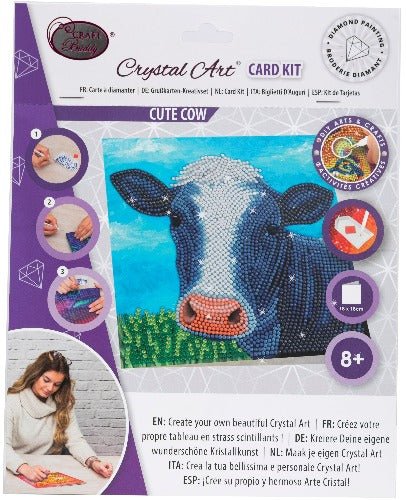 Cute Cow 18x18cm Crystal Art Card