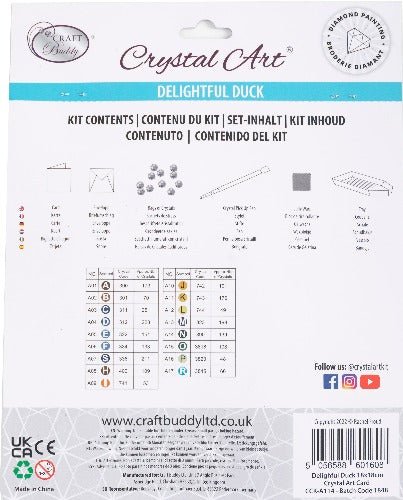 Delightful Duck Crystal Art Card - Back Packaging