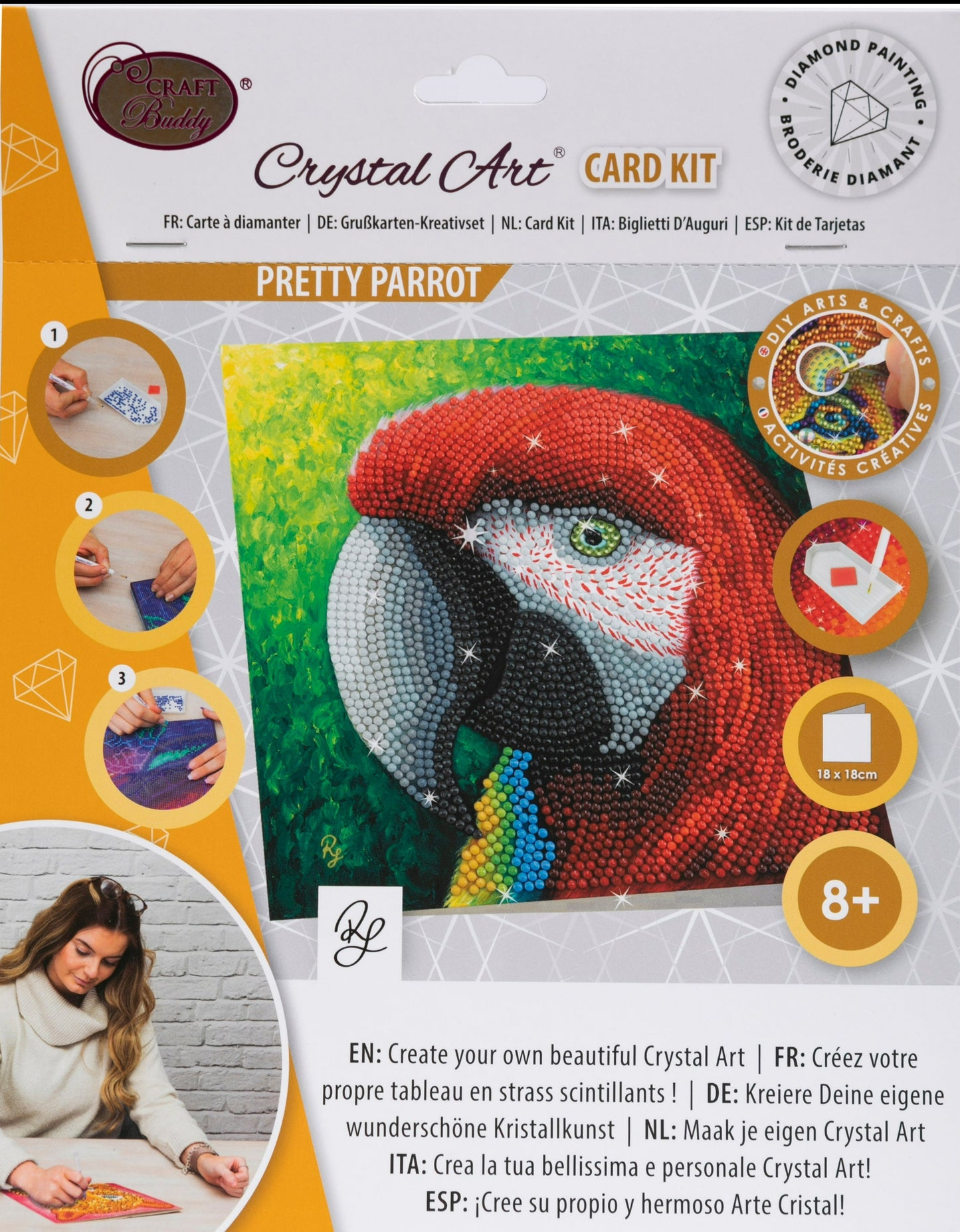 Load image into Gallery viewer, Pretty Parrot Crystal Art Card - Front Packaging
