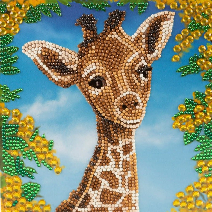 "Baby Giraffe" 18x18cm Crystal Art Card