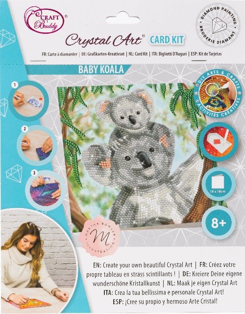 "Koala Cuddles" 18x18cm Crystal Art Card