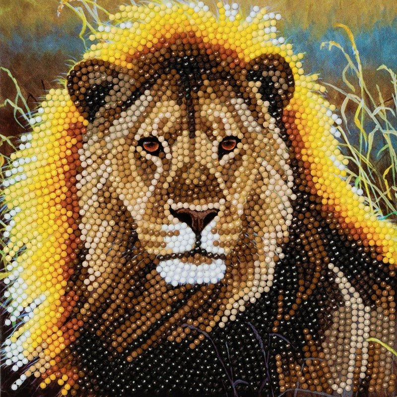 Load image into Gallery viewer, &amp;quot;Resting Lion&amp;quot; Crystal Art Card Kit
